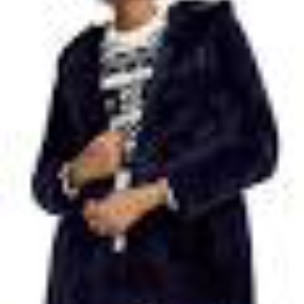 Fur Jacket by Maje: Rabbit, Blue w/Hood